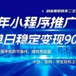 (14209期)25年最新风口,小程序机推广,稳定日入900+,小白轻松上手!
