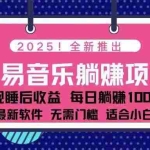 (14185期)2025最新网易云躺赚项目 每天几分钟 轻松3万+