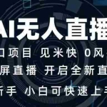 （14182期）AI无人直播技术 单日收益1000+ 新手，小白可快速上手