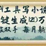 (14256期)AI工具写小说,一键生成120万字,解放双手,每月躺赚3w+