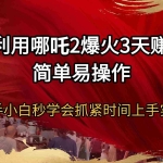 (14245期)怎样利用哪吒2爆火3天赚1万2简单易操作新手小白秒学会抓紧时间上手实操