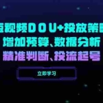 (14288期)短视频DOU+投放策略,增加预算、数据分析、精准判断,投流起号
