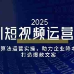 (14283期)AI短视频运营课,涵盖算法运营实操,助力企业降本增效,打造爆款文案