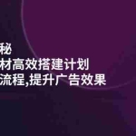 (14317期)千川课程揭秘:随心推测素材高效搭建计划,新素材投放流程,提升广告效果