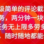 (14308期)简单的评论截图任务,两分钟一块钱 任务无上限多劳多得,随时随地都能做