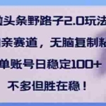 (14334期)微头条野路子2.0玩法之相亲赛道,无脑搬砖复制粘贴,单账号日稳定300+…