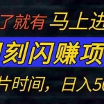 (14384期)零门槛 即刻闪赚项目!!!仅手机操作,利用碎片时间,轻松日赚500+