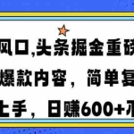 (14434期)财富新风口,头条掘金重磅来袭AI秒出爆款内容简单复制粘贴即可上手,日…