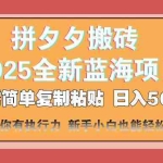 (14104期)拼夕夕搬砖  日入500+ 2025最新蓝海项目 只需简单复制粘贴 日入500+ 新…