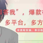 (14116期)回答我爆款视频,自带流量,AI拉新,分成计划等多方式、多平台变现,单…