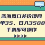 (14164期)蓝海风口差价项目,一单35,日入3500+,手机即可操作