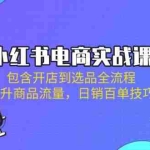 (14165期)小红书电商实战课:包含开店到选品全流程,提升商品流量,日销百单技巧