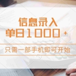 (14160期)信息录入,几秒钟一单,只需一部手机即可开始,0成本,每天1000+