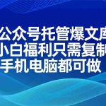 （14235期）最新公众号托管爆文库玩法，纯小白福利只需复制粘贴，手机电脑都可做