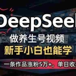 (14199期)小白用DeepSeek做养生号,一条作品涨粉5万+,单日收益上千