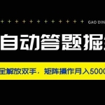 (14337期)全自动答题掘金,完全解放双手,矩阵操作月入5000+