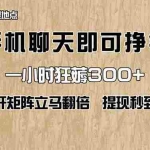 （14312期）手机聊天即可赚钱，一小时狂薅300+！多开矩阵立马翻倍，提现秒到账！（…
