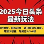 （14306期）2025今日头条最新玩法，借助AI暴力掘金，轻松起号，两日即可见收益，可…