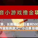 （14290期）【抖音小游戏发行人计划项目】操作简单，长期稳定，日盈利500+，可工作…