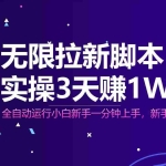 (14543期)无限拉新脚本,全自动运行,实测3天赚1W,小白日入1000+