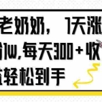 (14516期)AI老奶奶,7天1w涨粉,每天300+收益轻松到手