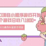 (14512期)2025最热抖音官方项目 Ai时代风口项目小程序游戏开发 实测单个游戏日收…