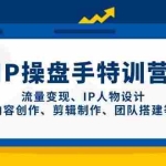 (14502期)IP操盘手特训营,流量变现、IP人物设计、内容创作、剪辑制作、团队搭建等