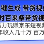 （14497期）AI一键生成 半小时百来条带货视频，暴力玩赚京东带货，年入几十百万不等