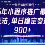 (14494期)25年小程序推广最新玩法,单日稳定变现900+,小白轻松上手