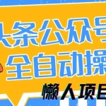 （14454期）懒人项目，多平台操作全自动运行，头条，公众号，下班实操5分钟日入500+