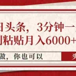 （14437期）撸爆今日头条，3分钟一条原创作品，复制粘贴月入6000+，可矩阵