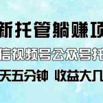 （14425期）全新托管躺赚项目，微信视频号公众号托管代运营，每天五分钟，收益大几百