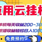 (14553期)应用云脚本挂机,单机每天收益200—300+,管道收益轻松日入1000+