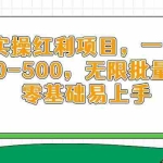 (14551期)最新实操红利项目,一台手机日入50-500,无限批量玩法,零基础易上手