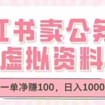 (14627期)小红书卖公务员虚拟资料,一单净赚100,日入1000+