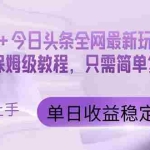 （14678期）今日头条4.0最新版本 Deepseek+今日头条全网最新玩法，单日收益突破100…