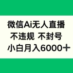 (14733期)微信AI无人直播,不违规 不封号 ,小白月入6000+