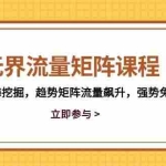(14763期)无界流量矩阵课程,3大红榜蓝海挖掘,趋势矩阵流量飙升,强势免费引流逻辑