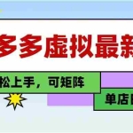 (14783期)25最新拼多多虚拟电商,单店日入3位数,小白也能快速上手,教程.