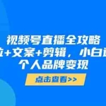 (14819期)视频号直播全攻略,定位+文案+剪辑,小白逆袭个人品牌变现