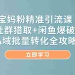 (14820期)宝妈粉精准引流课,社群猎取+闲鱼爆破,私域批量转化全攻略