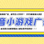 (14913期)25年爆火的抖音小游戏项目,一部手机日入2000+