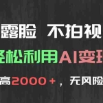 (15034期)不露脸,不拍视频,轻松利用AI变现,单日最高2000+,无风险高利润