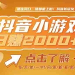 (15030期)2025最新风口项目,抖音小游戏,亲测单游戏2000+感兴趣点击了解