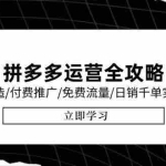 (15085期)拼多多运营全攻略,爆款打造/付费推广/免费流量/日销千单实战教学/6月更新