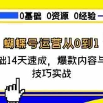 (15125期)蝴蝶号运营从0到1,零基础14天速成,爆款内容与涨粉技巧实战