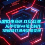 (15206期)2025虚拟电商2.0实战课,从养号到AI笔记制作,12模块打通无货源变现