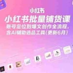 (15279期)小红书批量铺货课,账号定位到爆文创作全流程,含AI辅助选品工具(更新6月)