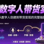(15548期)AI数字人+带货实战:从数字人创建到带货变现的完整链路