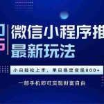 (15603期)25年下半年微信小程序推广最新玩法,轻松日入800+